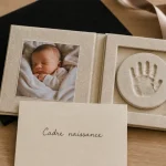Cadre souvenir naissance toile avec photo et empreinte