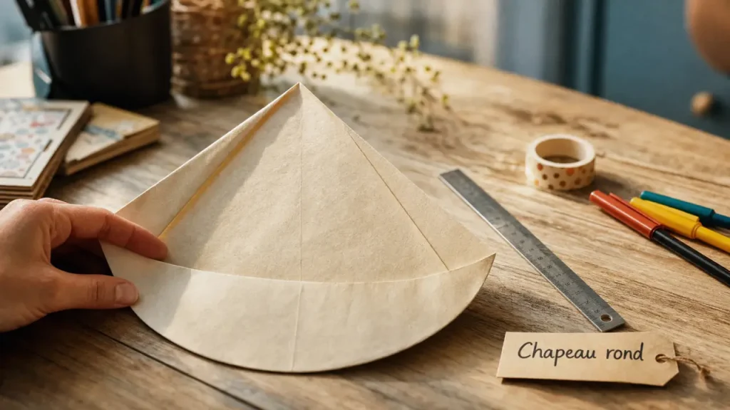 Comment faire un chapeau rond en papier : pliage A4 à A1, bord 2-5 cm