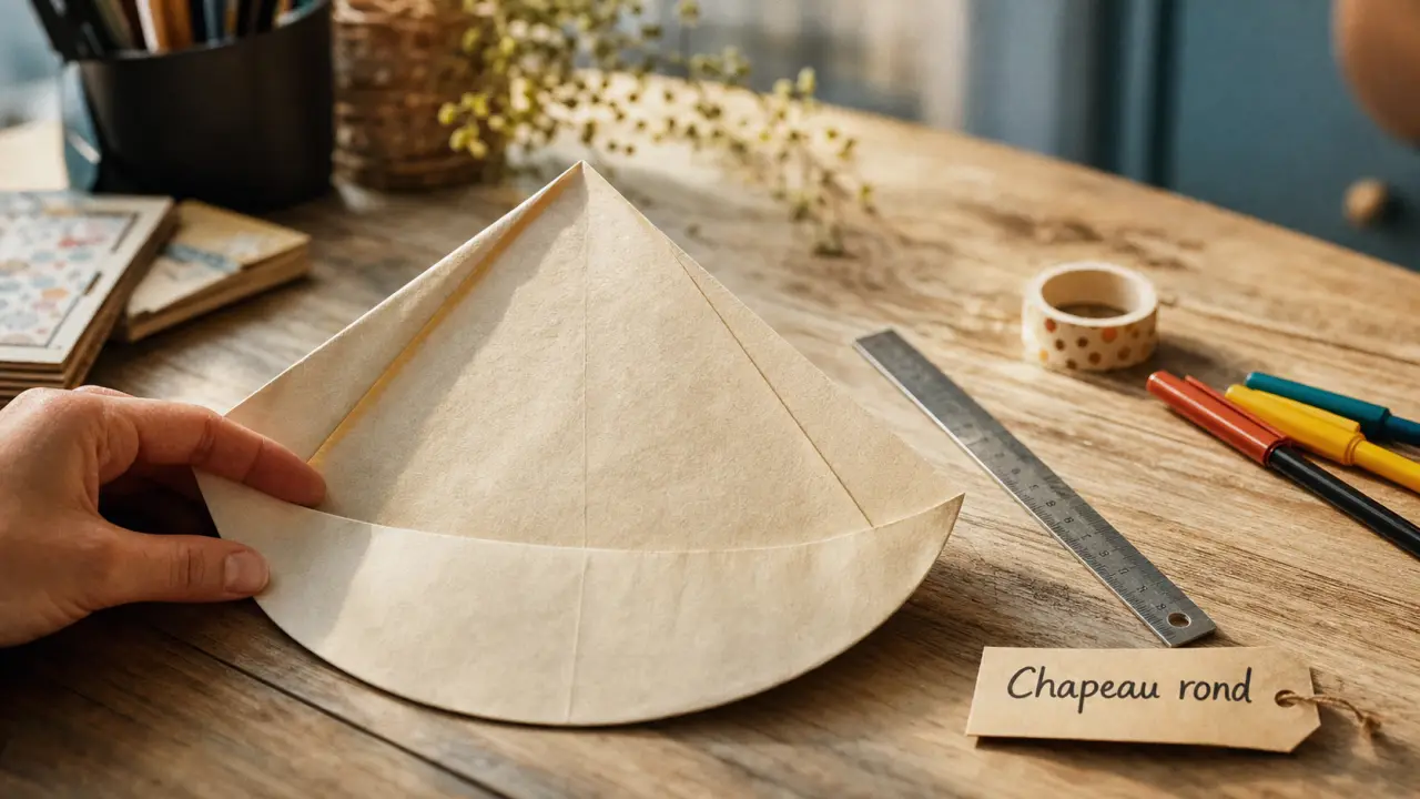 Comment faire un chapeau rond en papier : pliage A4 à A1, bord 2-5 cm