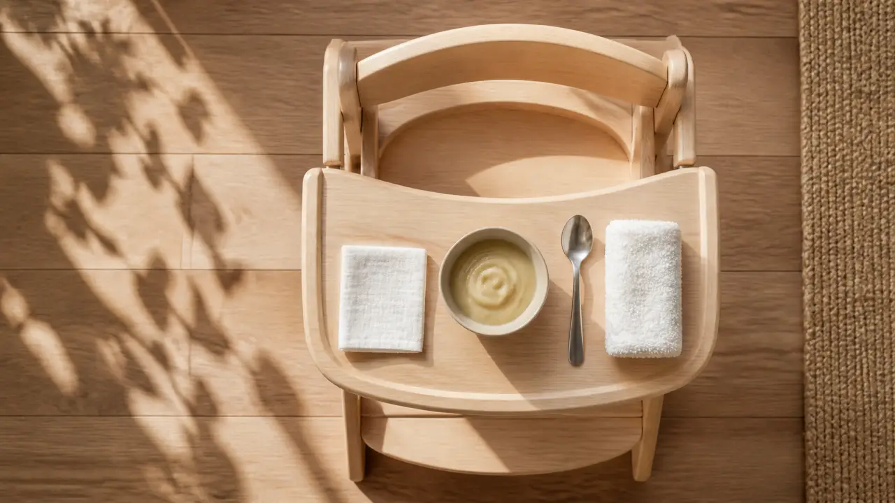 Chaise haute DME avec assise à 90° et repose-pied stable