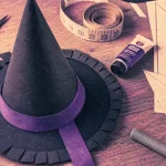 Chapeau de sorciere facile a faire en papier et feutrine, tuto DIY