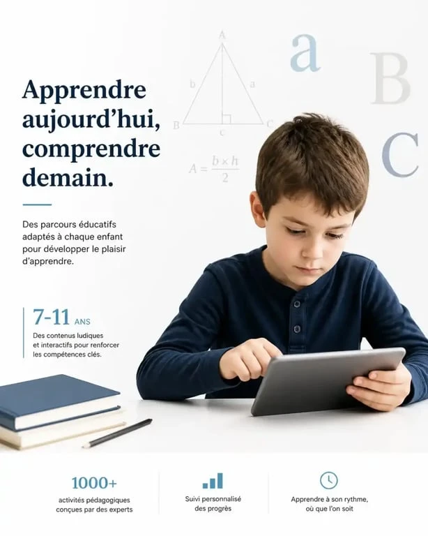 Enfant utilisant des jeux éducatifs ce1 pour apprendre de manière ludique