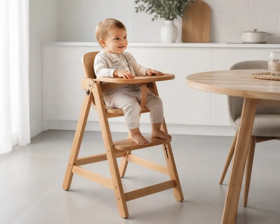 Chaise haute ENOCK en bois dans une cuisine familiale moderne