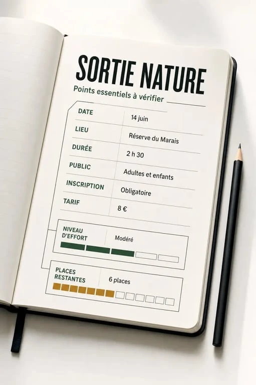 Sorties nature : agenda illustré des informations pratiques à vérifier avant de s’inscrire