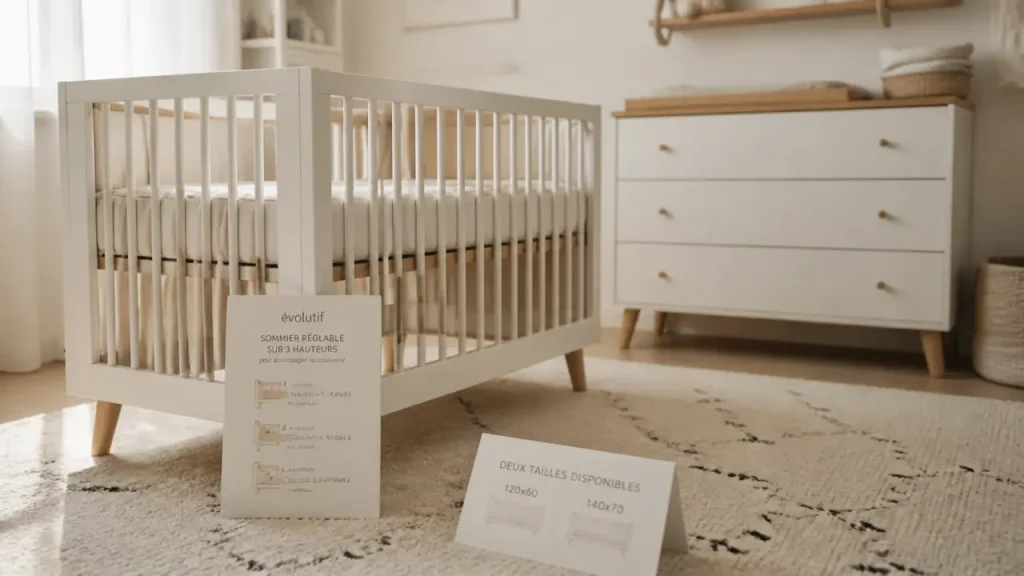 Lit bébé Sauthon : 120 x 60, 140 x 70 et sommier réglable pour choisir le bon modèle