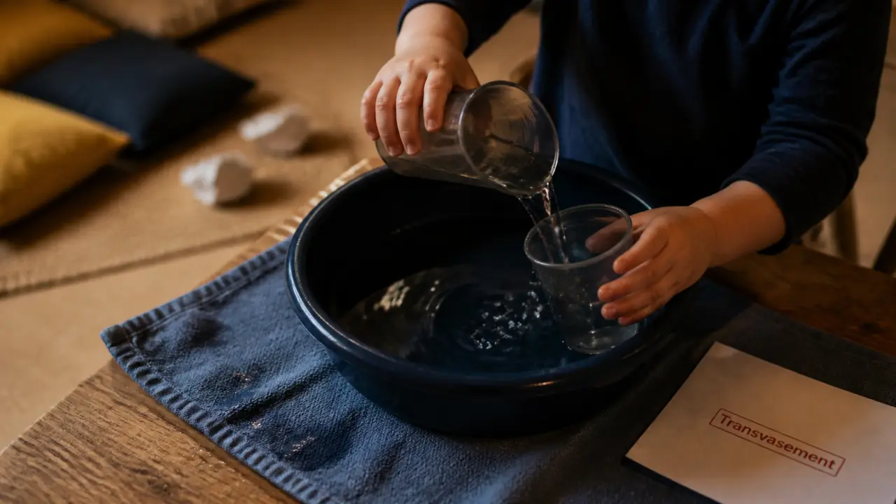 Activités enfants 2 ans : transvasement d’eau avec deux gobelets