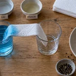 Activités scientifiques enfants : cuisine en laboratoire, eau bleue, poivre et liquide vaisselle
