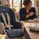 Chaise haute chicco évolutive ouverte, harnais visibles