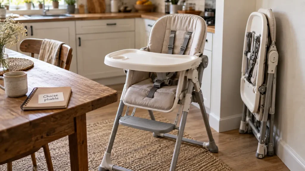 Une chaise haute pliable gagne de la place, à condition de vérifier ces 6 critères