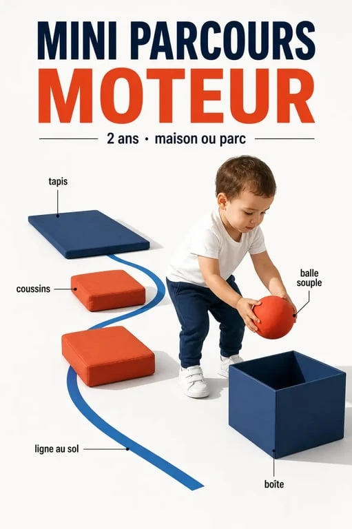Activités enfants 2 ans : parcours moteur doux avec coussins et tapis