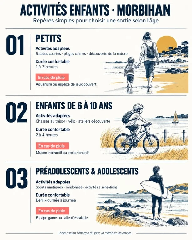 Activités enfants Morbihan : choix selon l’âge, la durée et la météo