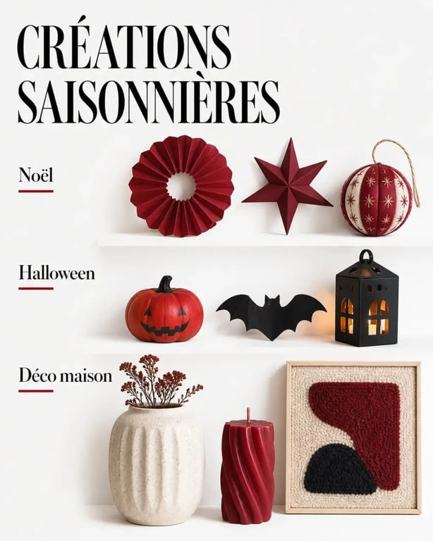 Idées loisirs créatifs saisonnières pour Noël, Halloween et la décoration de la maison