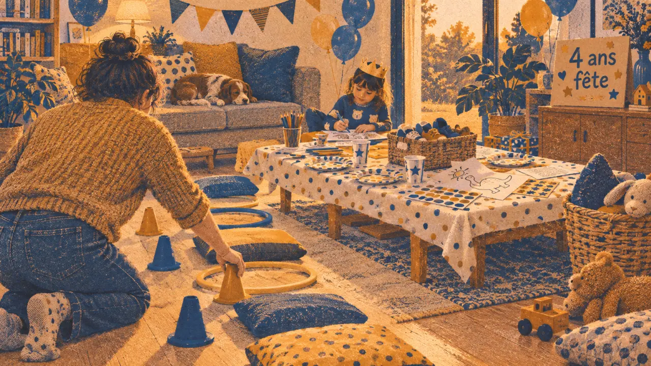 Anniversaire enfant 4 ans en salon : motricité et décoration