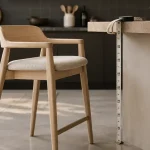 Chaise haute design : hauteur mesurée sol sous plateau près de l’îlot