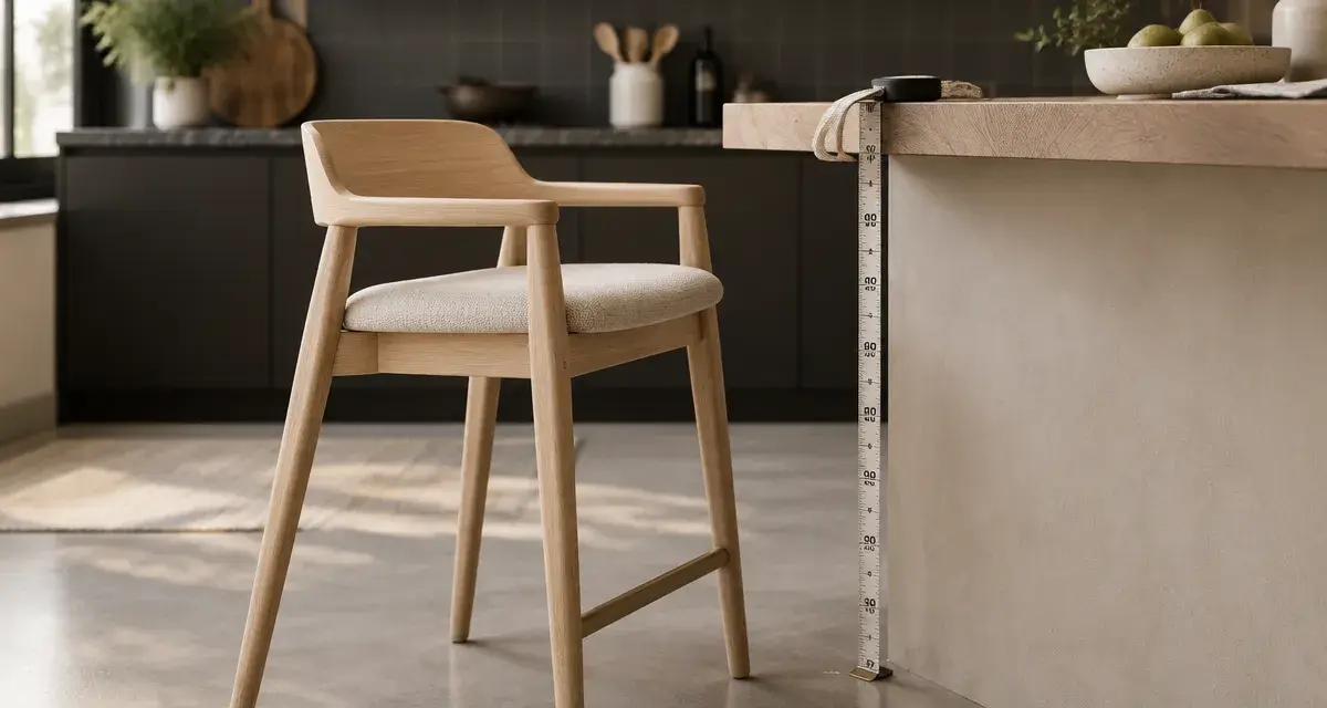Chaise haute design : hauteur mesurée sol sous plateau près de l’îlot