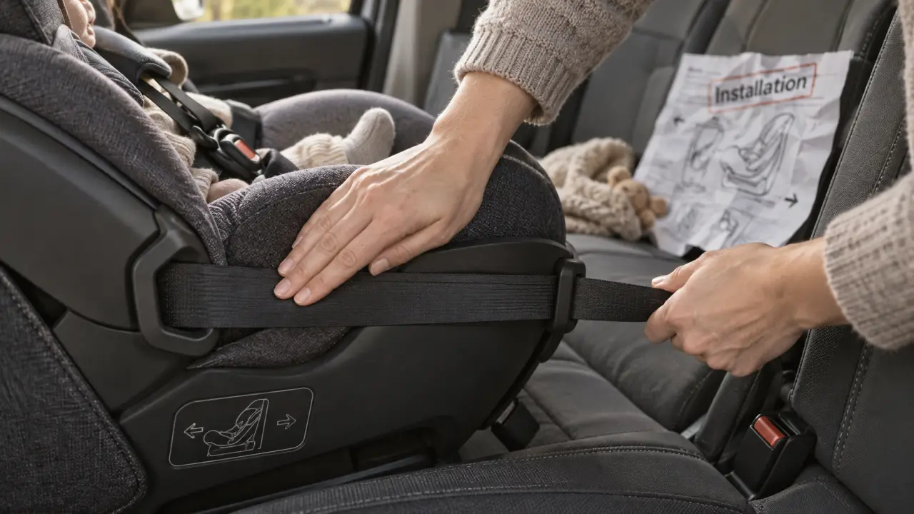 Installer un siège auto avec ceinture, sangle sans vrille dans le guide