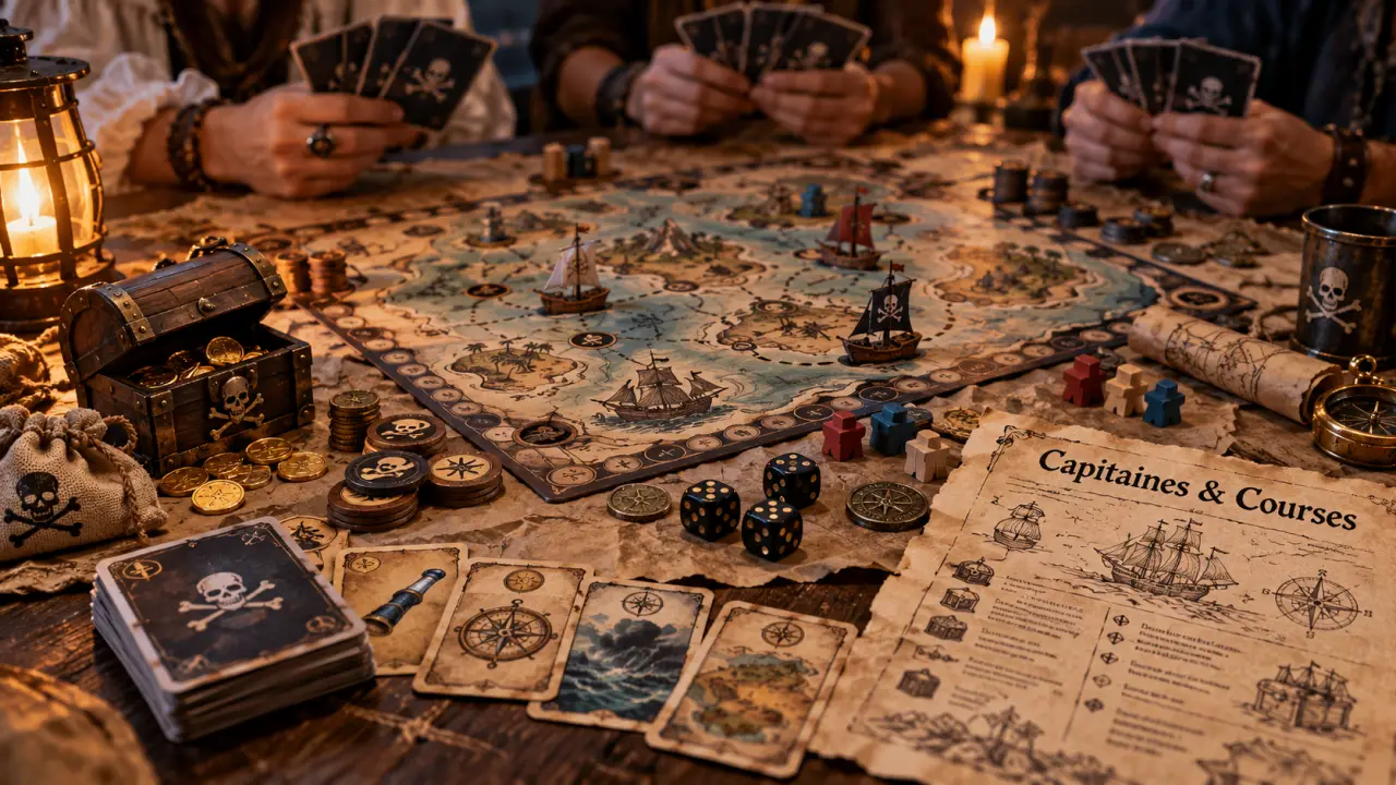Jeux de société pirate : bluff entre amis et aventure solo sur une table
