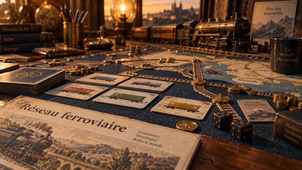 Jeux de société train : plateau de réseau ferroviaire en famille