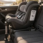 Siège auto 2 ans isofix en voiture, harnais et ancrages ISOFIX visibles